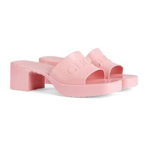 Gucci Women's Pink Rubber Slide Sandal
